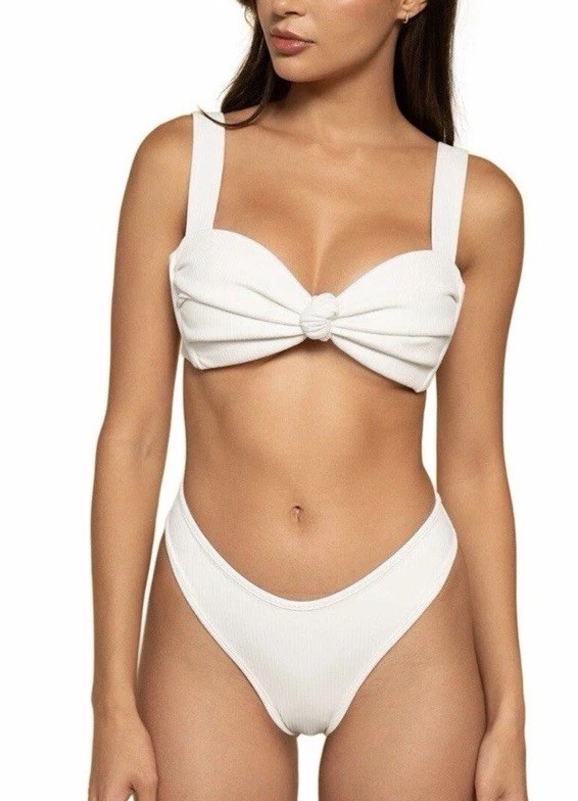 Montce Cream Rib Hayden Bikini Top Sz M Nwt $160